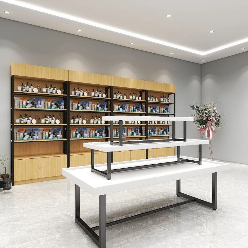 flowing water table, display table, cosmetics, third floor, supermarket.