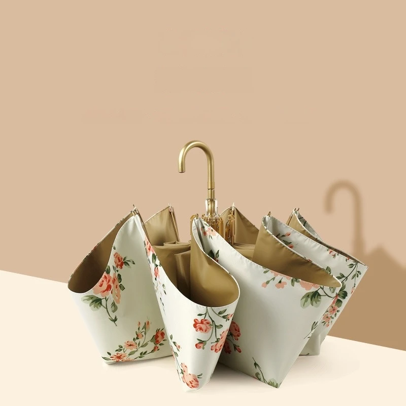 

Винтажный 3-кратный зонт с цветным клеем и золотым крючком | Защита от ультрафиолета. Ветрозащита и защита от солнца. | Премиум портативный