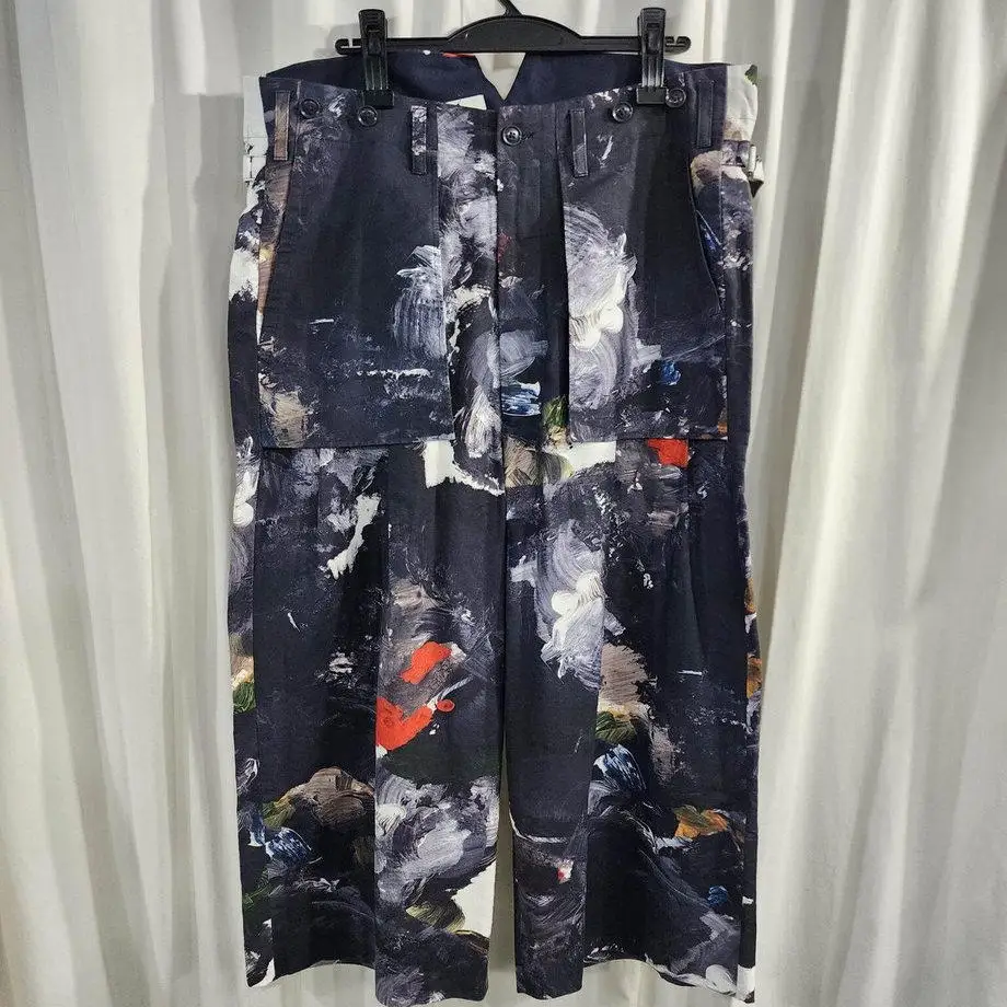 TOP-YAMAMOTO ® Abstract Print Wide Leg Pants - Women's Loose Straight Pants with Street Style Texture