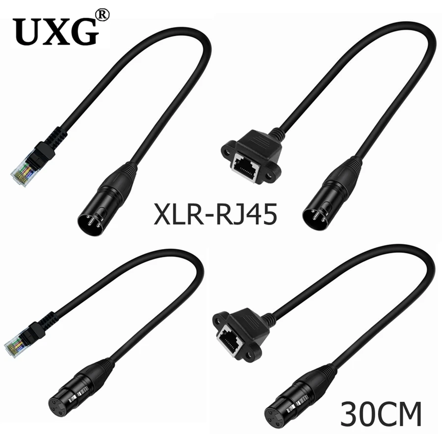 

Кабельный адаптер 30 см RJ45 «папа» и «мама» на XLR 3-контактный для сценического освещения XLR3 Кабель сетевой передачи DMX512 Усилитель мощности