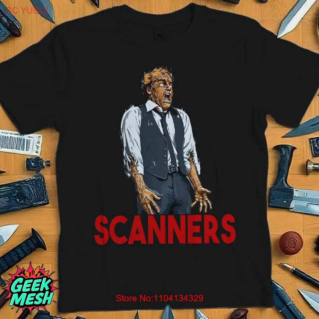 Scanners T Shirt Black Cult Classic Sci Fi Horror Perfect for Retro Film Fans and 80s Movie Lovers long or short sleeves