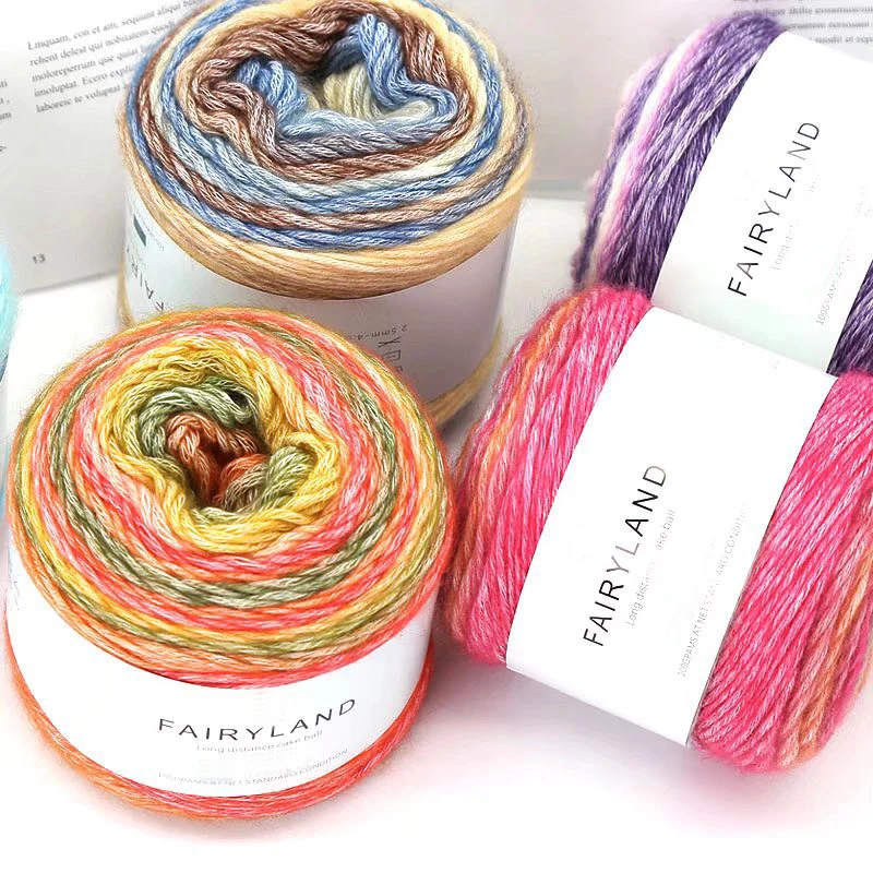 400g Colorful Section Dyed Pattern Gradient Dyed Yarn Rod Needle Thick Handmade DIY Knitted Sweater Scarf Yarn Ball