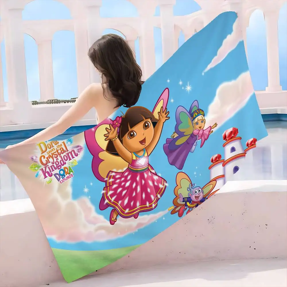 D-Dora The E-Explorer Cartoon Microfiber Printed Beach Towel Mountain Climbing Yoga Beach Swimming Running Absorbent Soft Towel