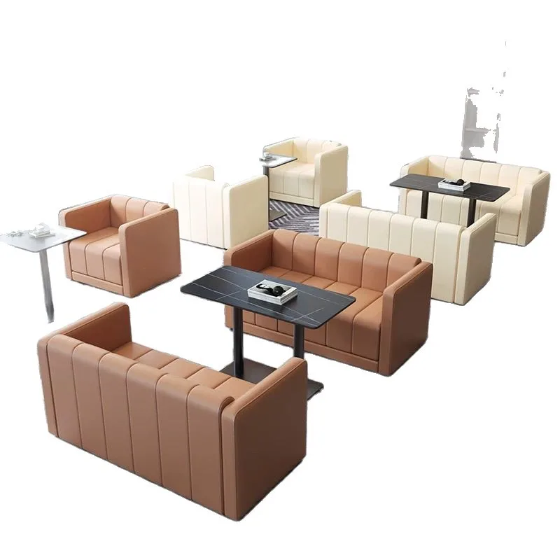 Cafe Bar Table and Chair Combination Pub Western Food BBQ Milk Tea Shop Sofa Vintage Casual Dining Seat