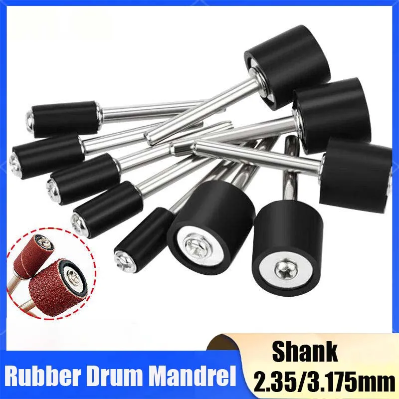 5/10/20Pcs 2.35/3.175mm Rubber Mandrel Grinder Drum Sanding Sandpaper Circle Kit Polishing Nails For Dremel Rubber Drum Mandrel
