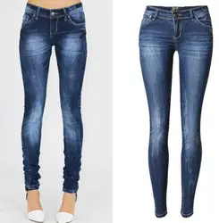 Pantalones de lápiz de mezclilla ajustados para mujer, Jeans de cintura baja, pantalones de teñido atado