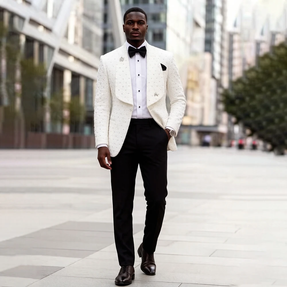 

Элитный мужской костюм-двойка с шалевым воротником, однобортный, расшитый бисером, для жениха, свадебный, смокинг, с кристаллами, для выпускного вечера, пиджак, на заказ