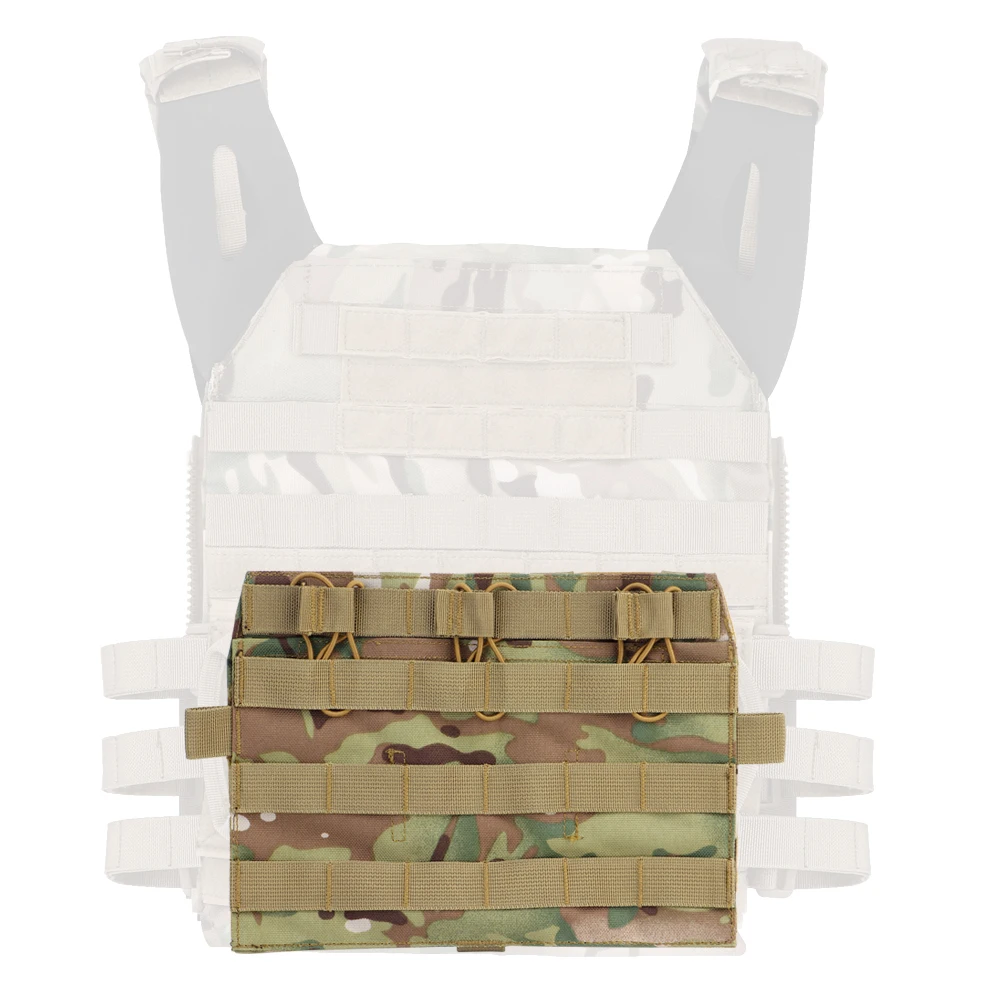 Wosport JPC 2.0 Triple Mag Pouch 1000D Nylon MOLLE Front Panel Hook Loop Elastic Retention Cord Airsoft Outdoor Gear Accessory
