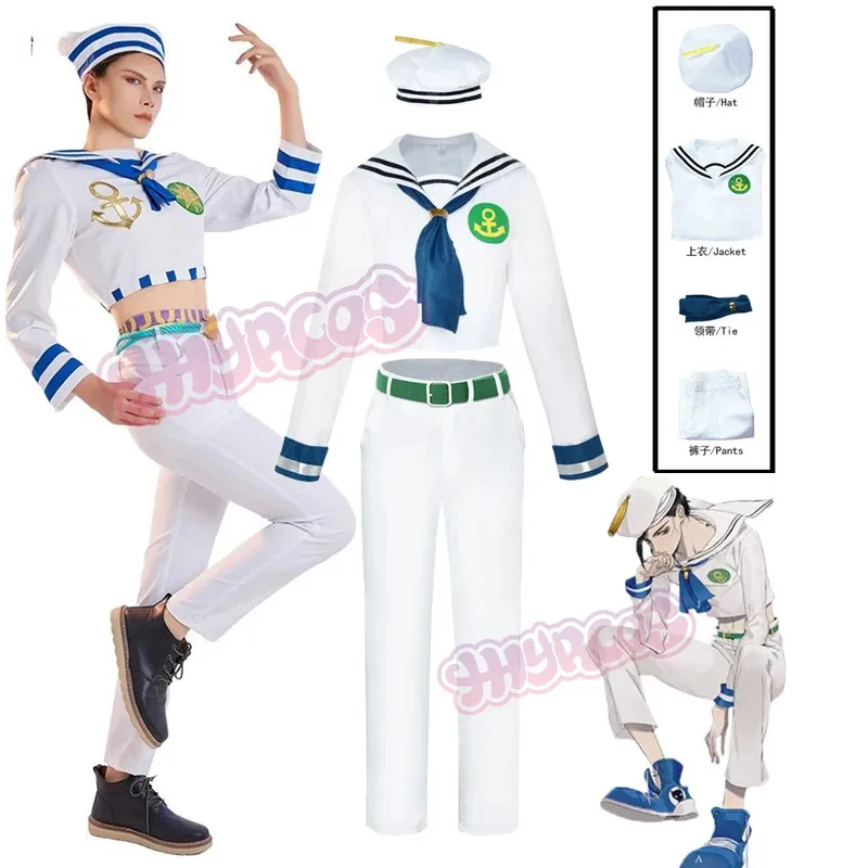 

Higashikata Josuke Jo Cosplay Jo's Costume Women Man Suit Adventure Halloween Carnival Outfits Role Play Sailor Suit Hat 4PCS