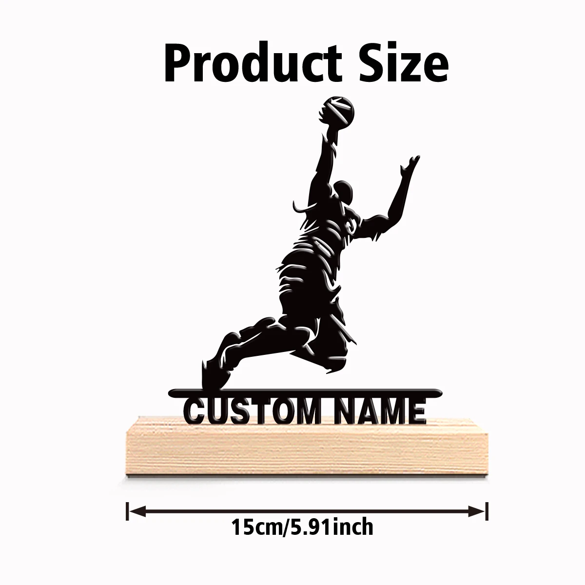 1pc Fashion Personalized Custom Play basketball Metal Art With Wooden Base Tabletop Decoration Wooden Accent Wall Decor for Liv