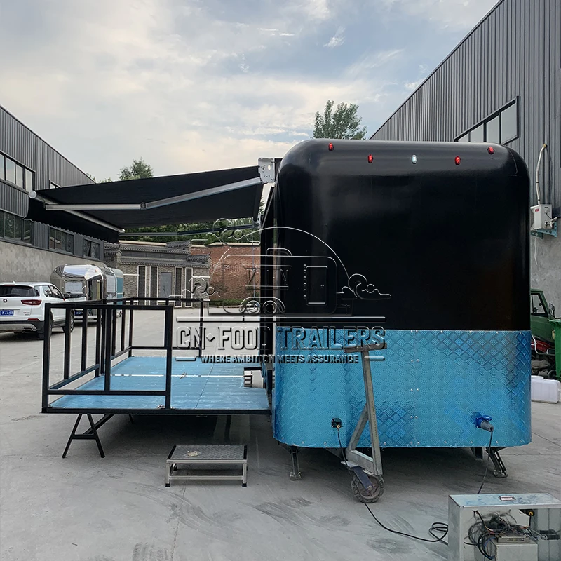 

Мобильный бар-сцена, прицеп-фудтрак, ретро-винтажный фудтрак на заказ, прицеп для мероприятий с диджейской кабиной, мобильная сцена-фудтрак