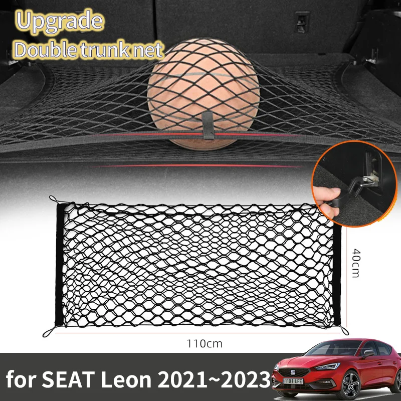 For Cupra SEAT Leon Mk4 4 2021 2022 2023 2024 KL8 KL1 Accessories Boot Trunk Net Elastic Upgraded Auto Double Storage Organizer