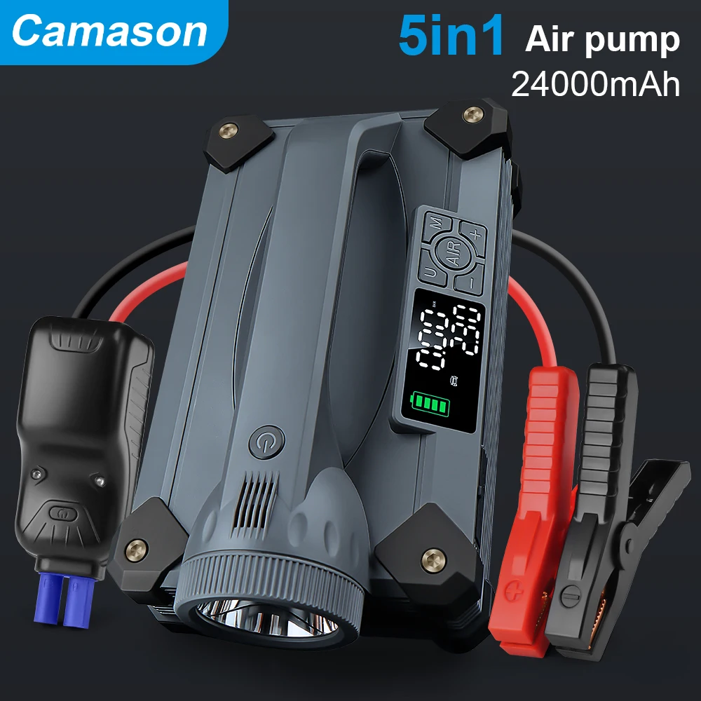 

Camason portable Air pump compressor car electric bicycle tyre inflator with Car Jump Starter Camping lamp Flashlight Power Bank