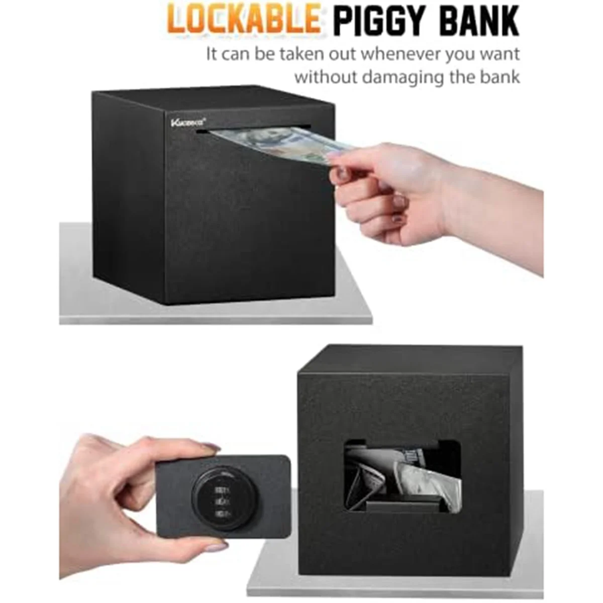 Piggy Bank For Adults, Stainless Steel Combination Reusable Safe, Metal Money Box with Combination Lock