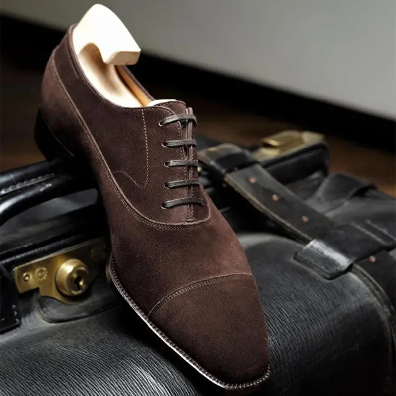 Neue Kaffee Flock Derby Schuhe für Männer Lace-up Atmungsaktive Casual Schuhe Größe 38-46 Handgemachtes Freies Shiping herren Schuhe Frühling Herbst