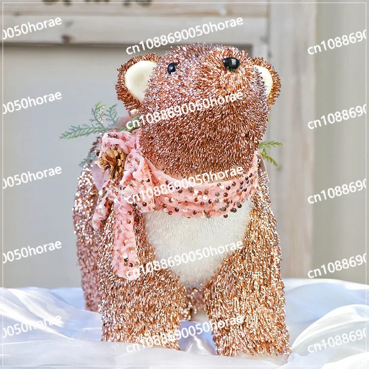 Christmas Gift Home Decoration Supplies Rose Gold Polar Bear Ornament Stores Window Display