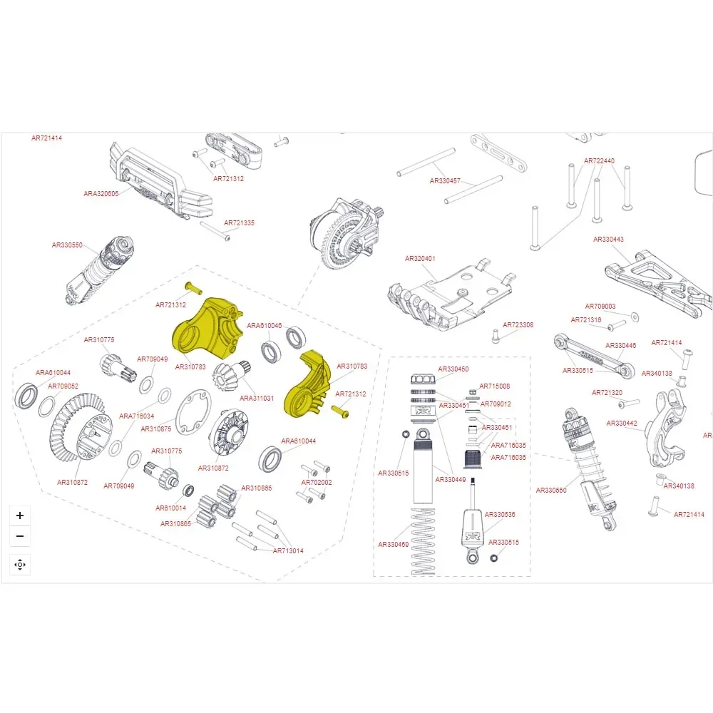 1 Stück AR 310783   Metall-Verbund-Differenzial-Yoke für RC 1/10 ARRMA Granite Outcast Senton BIGROCK KRATON TYPHON Upgrade-Teil