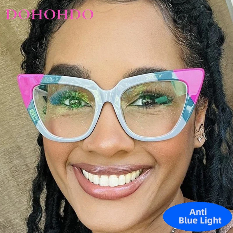

Trendy Retro Cat Eye Assorted Colors Anti-Blue Light Glasses Women Men Brand Designer Computer Optical Eyewear For Gaming Очки