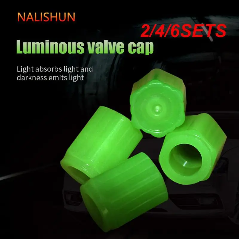 2/4/6SETS Valve Core Sleeve Luminous Decoration Universal Bike Accessory Tire Luminous Valve Night Glowing Bikecle