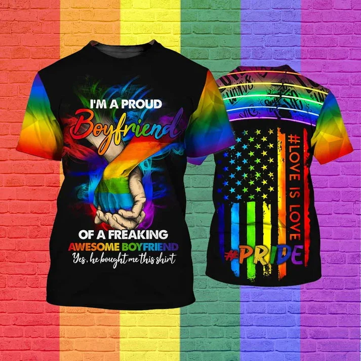 Lesbian Pride Rainbow T Shirt 3D Printed Gay Shirts Fashion Summer Short Sleeve T-shirt Streetwear Man Gift Ideas Unisex Clothes