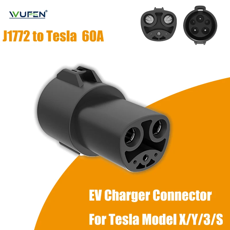 

WUFEN SAE J1772 Charging Adapter for Tesla Model 3 Y S X only J1772 to Tesla Max 60A 240V AC Compatible fast Charger Black Type1