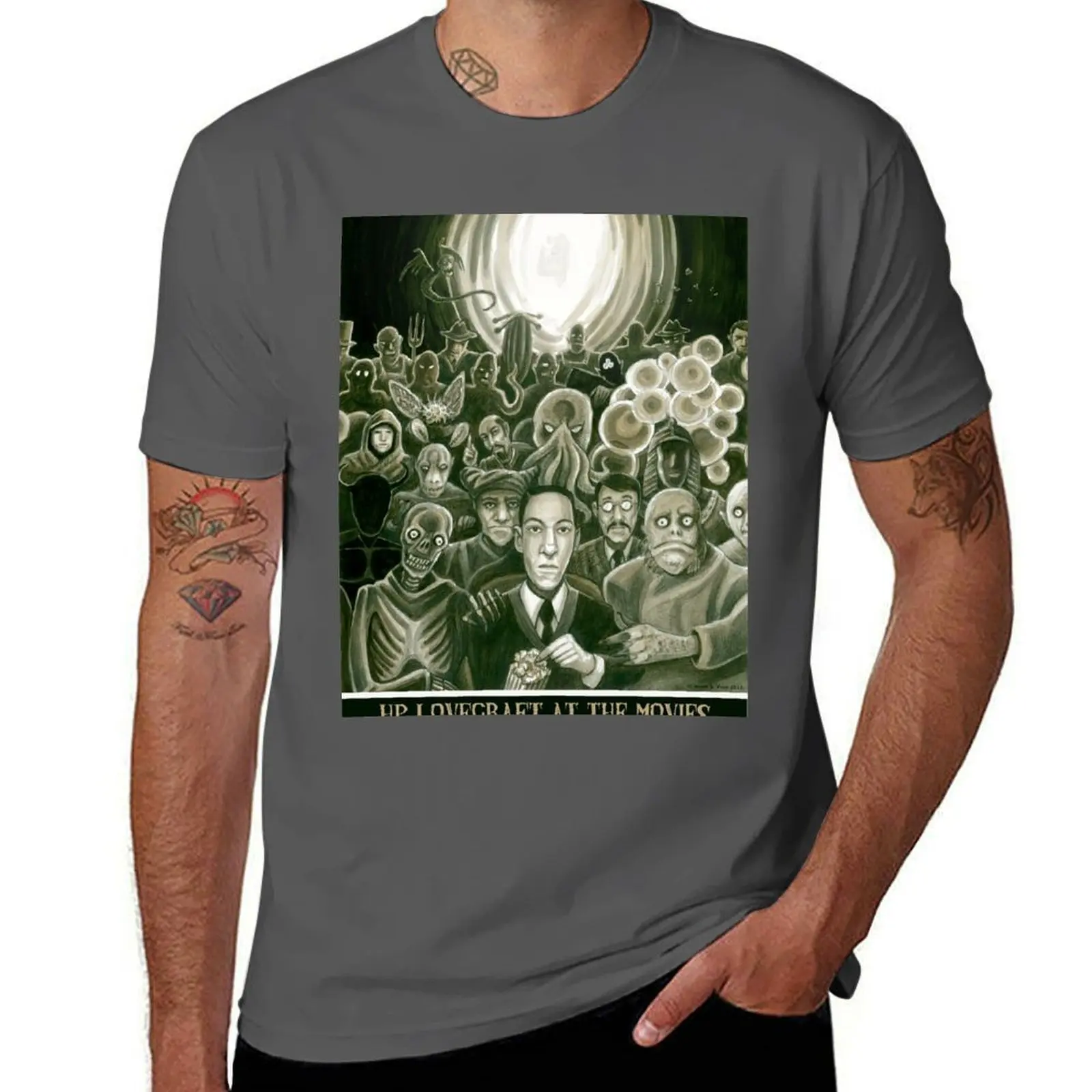 

HP Lovecraft At The Movies T-Shirt Casual Light Summer Short Sleeve Top