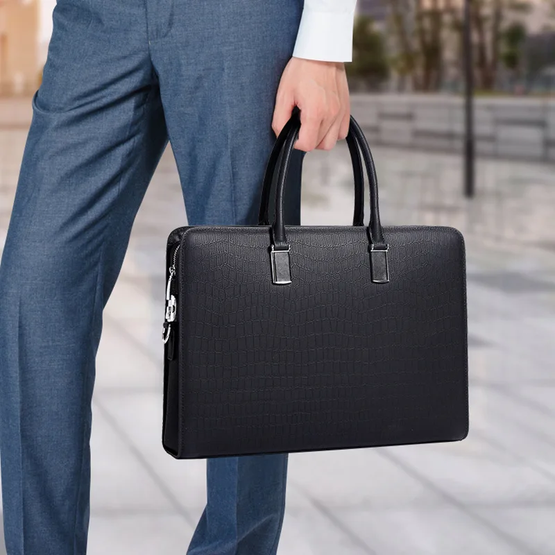 Men's Briefcase Top Layer Cowhide Waterproof Genuine Messenger Leather Laptop Luxury Brand Bag Large Capacity Handbag High-end