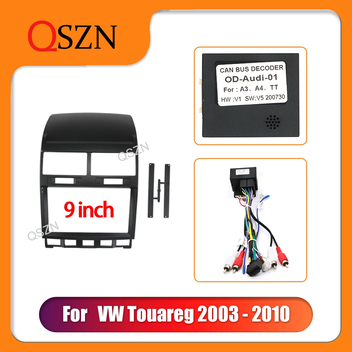 

QSZN 9 Inch Car Frame Fascia For Volkswagen Vw Touareg 2003- 2010 Auto GPS Panel Dash Fitting Frame Dashboard Mount Kit 2 Din