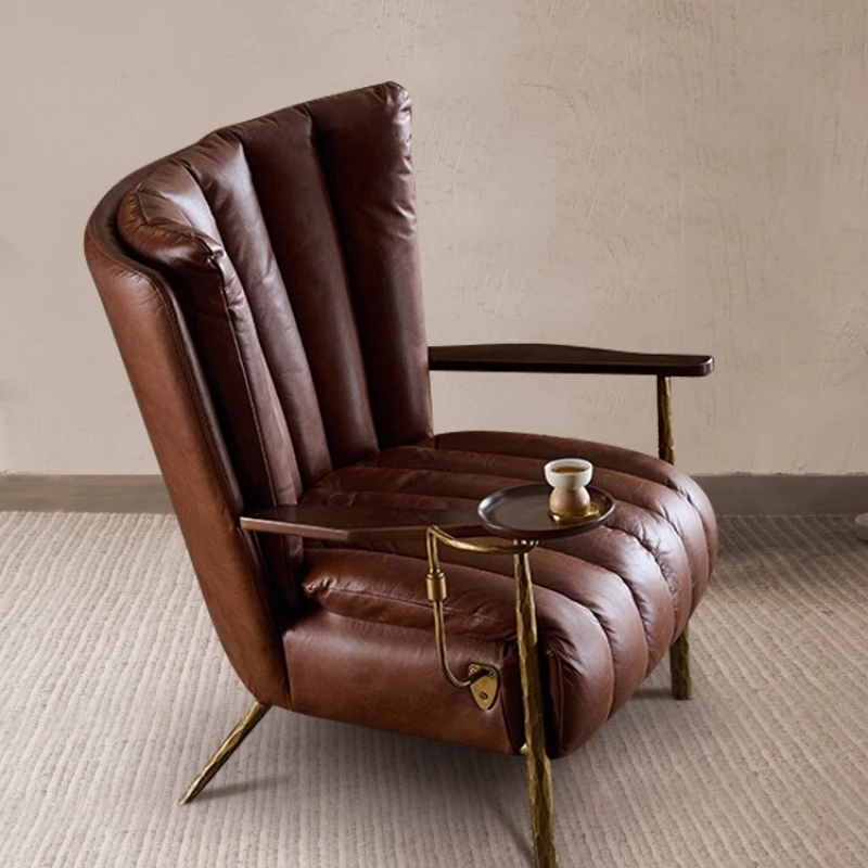 

American retro oil wax concubine cigar ancient forging designer single sofa back chair cigar bar chair