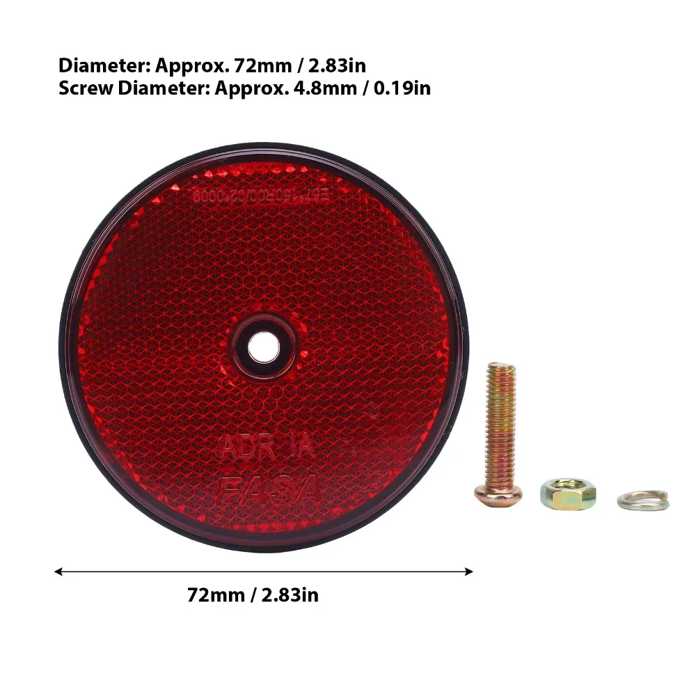 4Pcs Vehicle Safety 72mm Dia Safety Reflectors Screw Mount Round Road Reflectors Rear Reflectors Tunnels