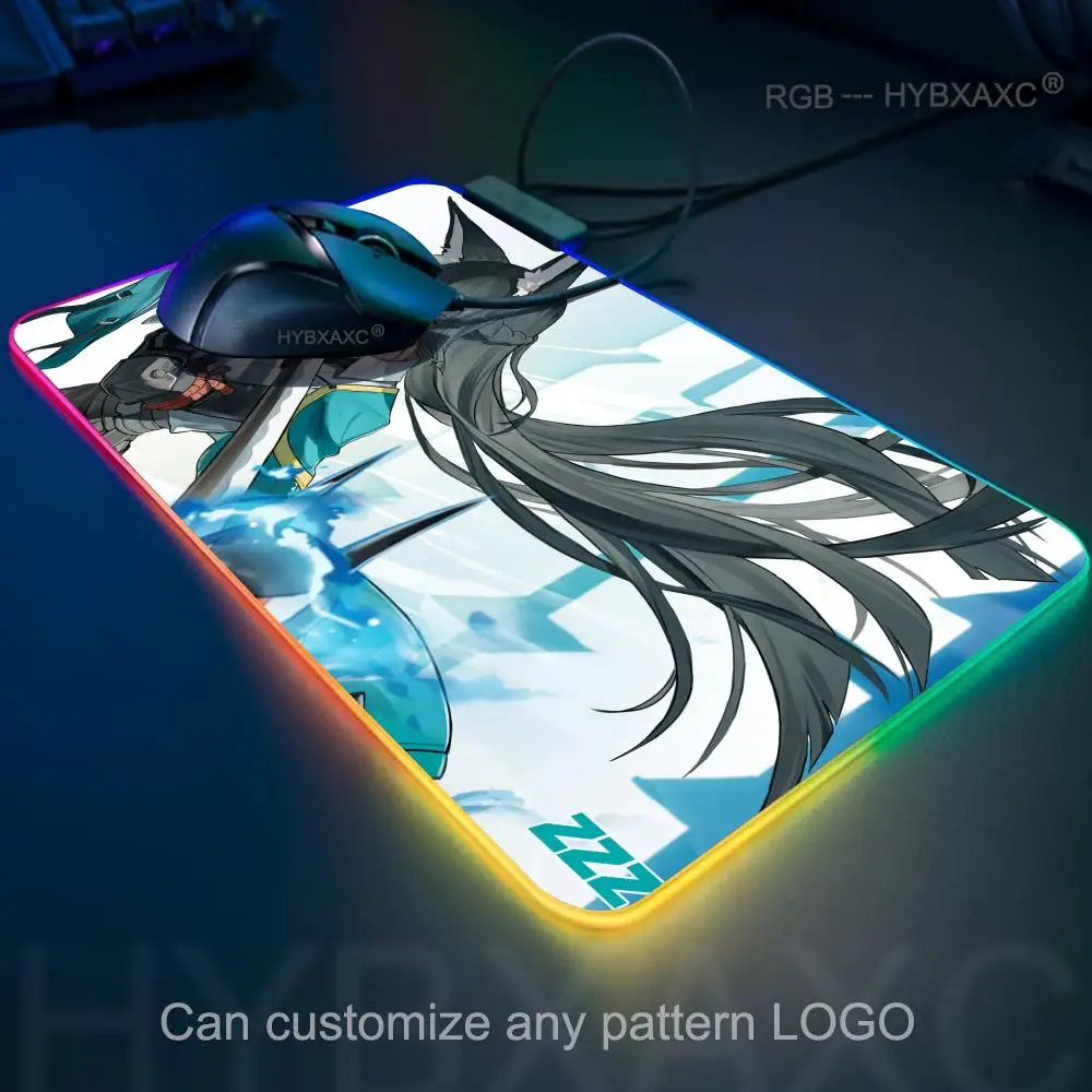 Zenless Zone Zero Hoshimi Miyabi Tappetino per mouse RGB Tappetino per mouse da gioco Tappetino per mouse HD Gamer Grande luce LED XXL Tappetini per mouse PC Tappeto per computer