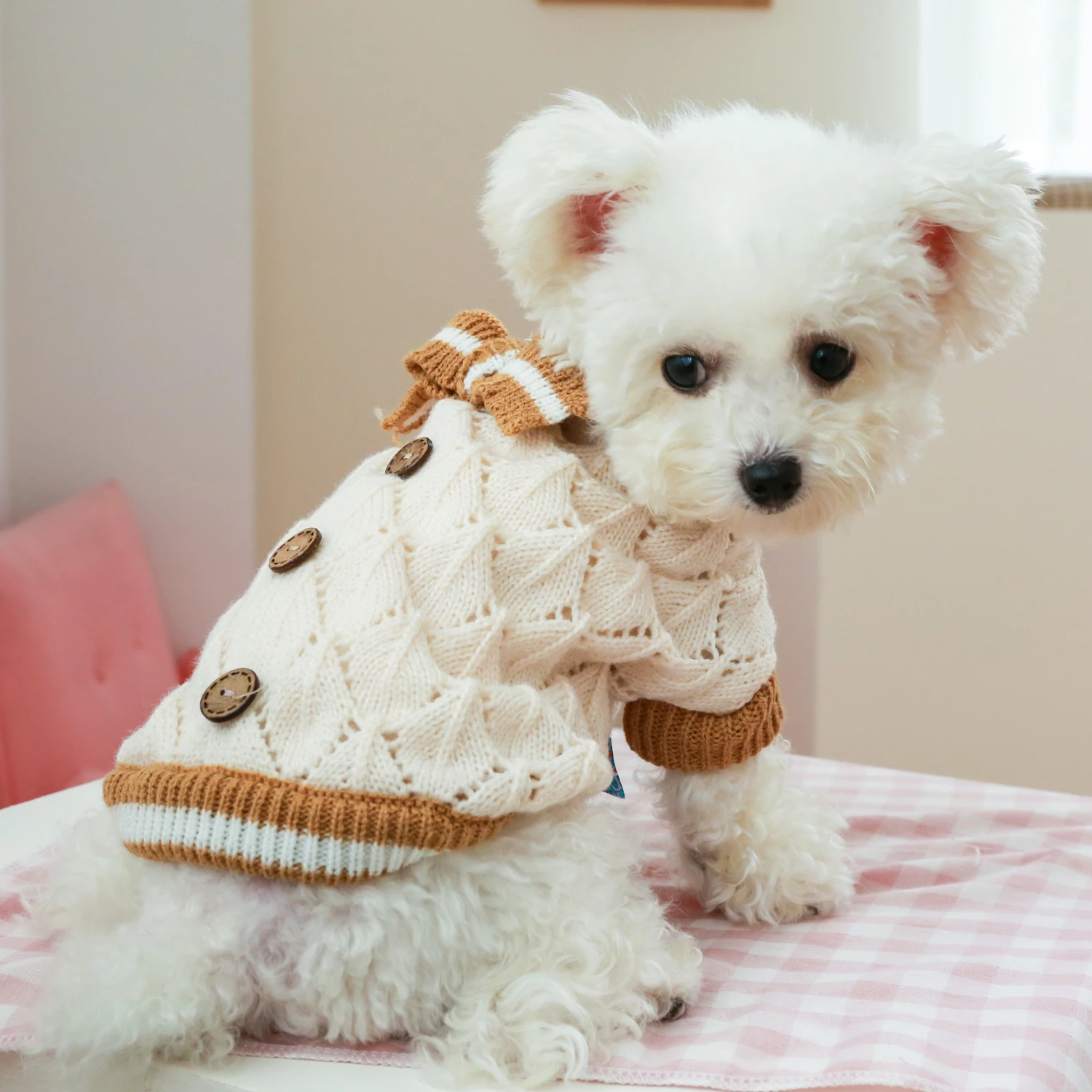 1pc Cute Pet Knitted Sweater For Autumn Winter Dog Warm Clothes