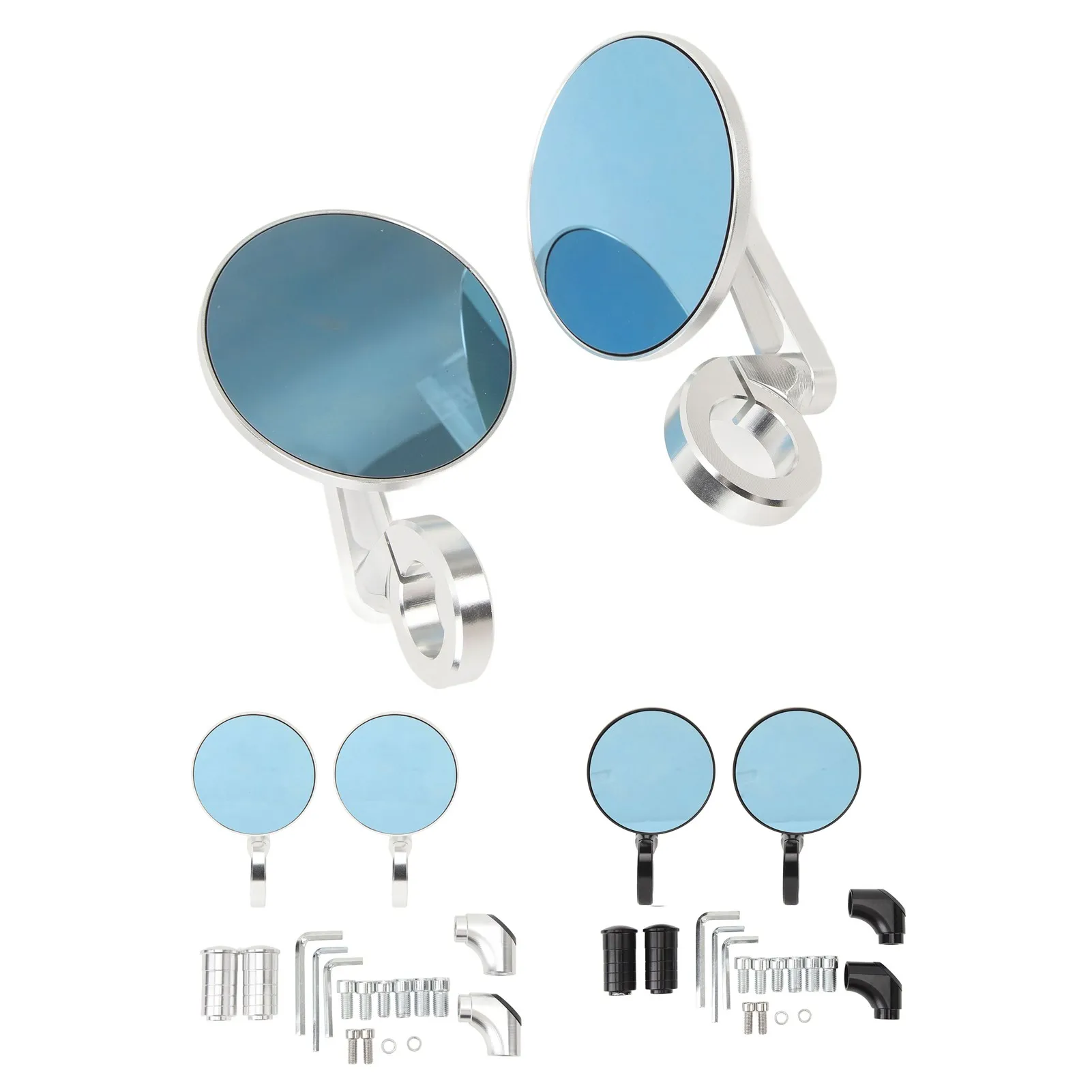 Motorcycle Rearview Mirror Blue Mirror Long Lasting Round Side Mirror High Definition Wear Resistant for M8 M10 Mirror Holders