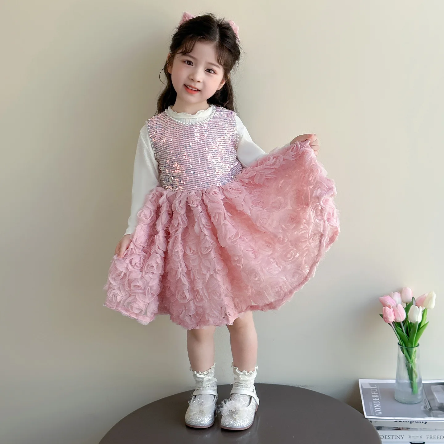 

Girls' Autumn Suit 2025 New Korean Sweet Children's Bottom Shirt Girls' Autumn Vest Skirt Two-piece Set Fashion