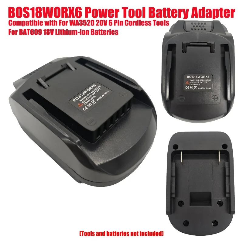 Compatible with For WA3520 20V 6 Pin Cordless Tools BOS18WORX6 Power Tool Battery Adapter for BAT609 18V Lithium-ion Batteries