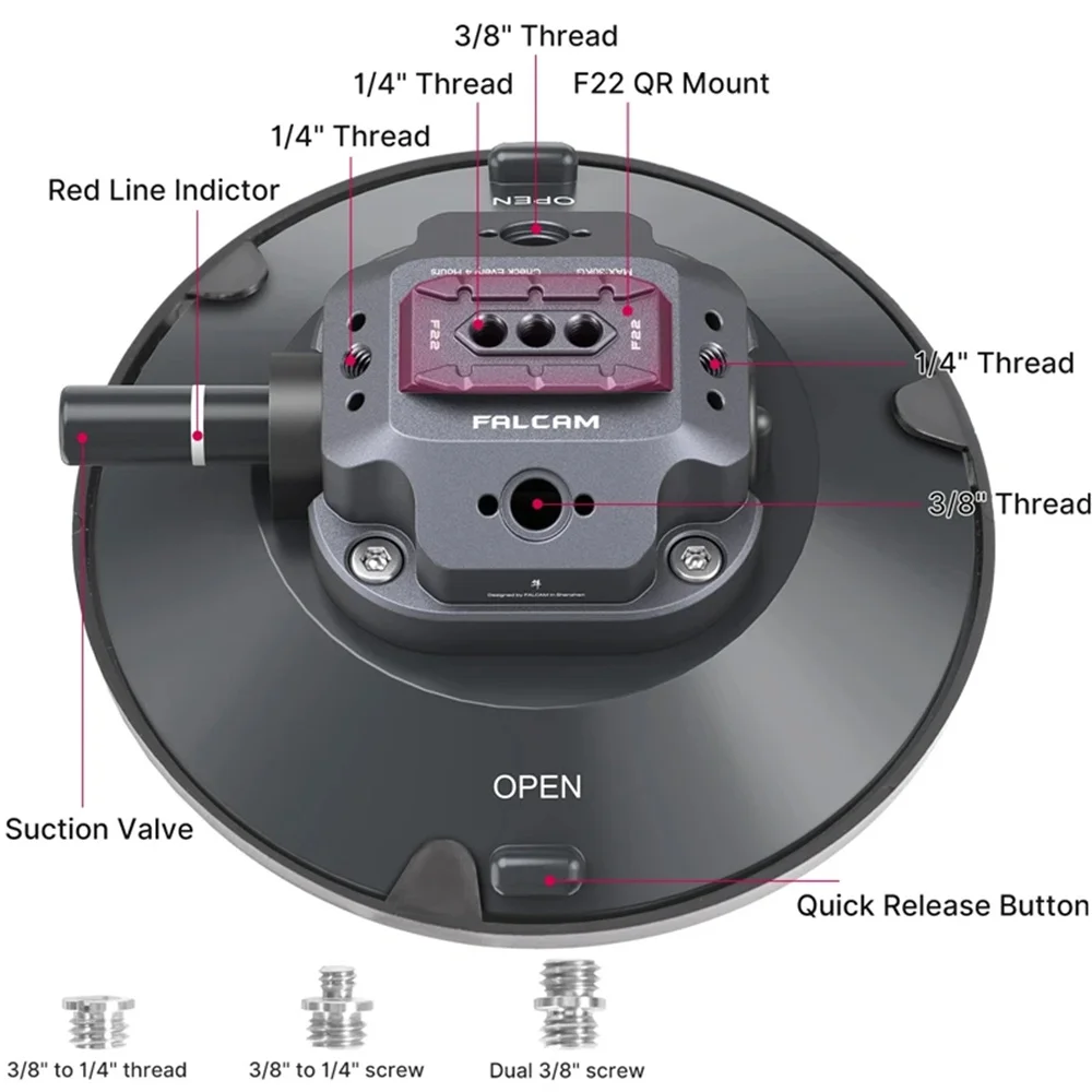 Falcam F22 New Quick Release Suction Cup Camera Mount for Car Travel Holder Car Barcket for DSLR Gopro Action Camera Phone Mount