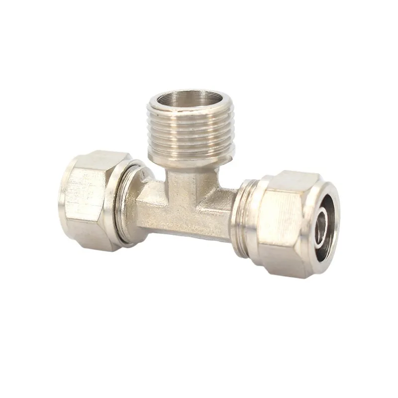 Fotografia 5: Conector Rápido para Mangueira de Ar em Tê de 3 Vias com Redutor Igual de 6, 8, 10, 12, 14, 16 mm, Rosca Macho BSP de 1/8, 1/4, 3/8, 1/2 polegadas em Latão