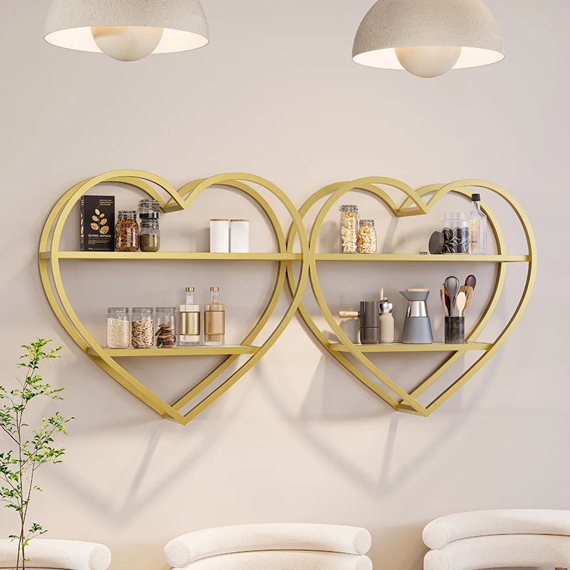 

European creative love shelf on the wall wash stand cosmetic wall-mounted wine rack wall storage shelf decoration