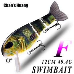 Chan's Huang 1PCS Square Bill Jointed Swimbait 12CM 49.4G Floating Wake Bait 3 Segments Fishing Lure Artificial Shad Swim Bait