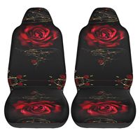 Red Rose Pattern Print Car Seat Covers Set of 2 Front Bucket Seat Protector Accessories Universal Fit Most Cars Trucks