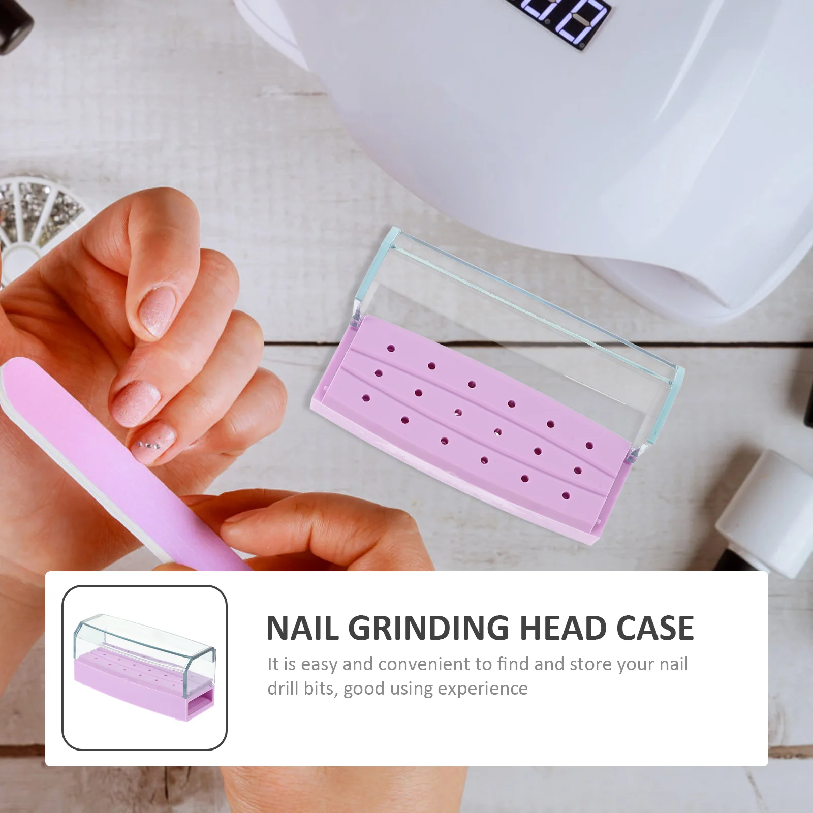 Plastic Nail Drill Bits Storage Box 120pcs Gel Polish Case for Manicure Tools Keeps Desktop Clean Neat Easy Access Nail Grinding