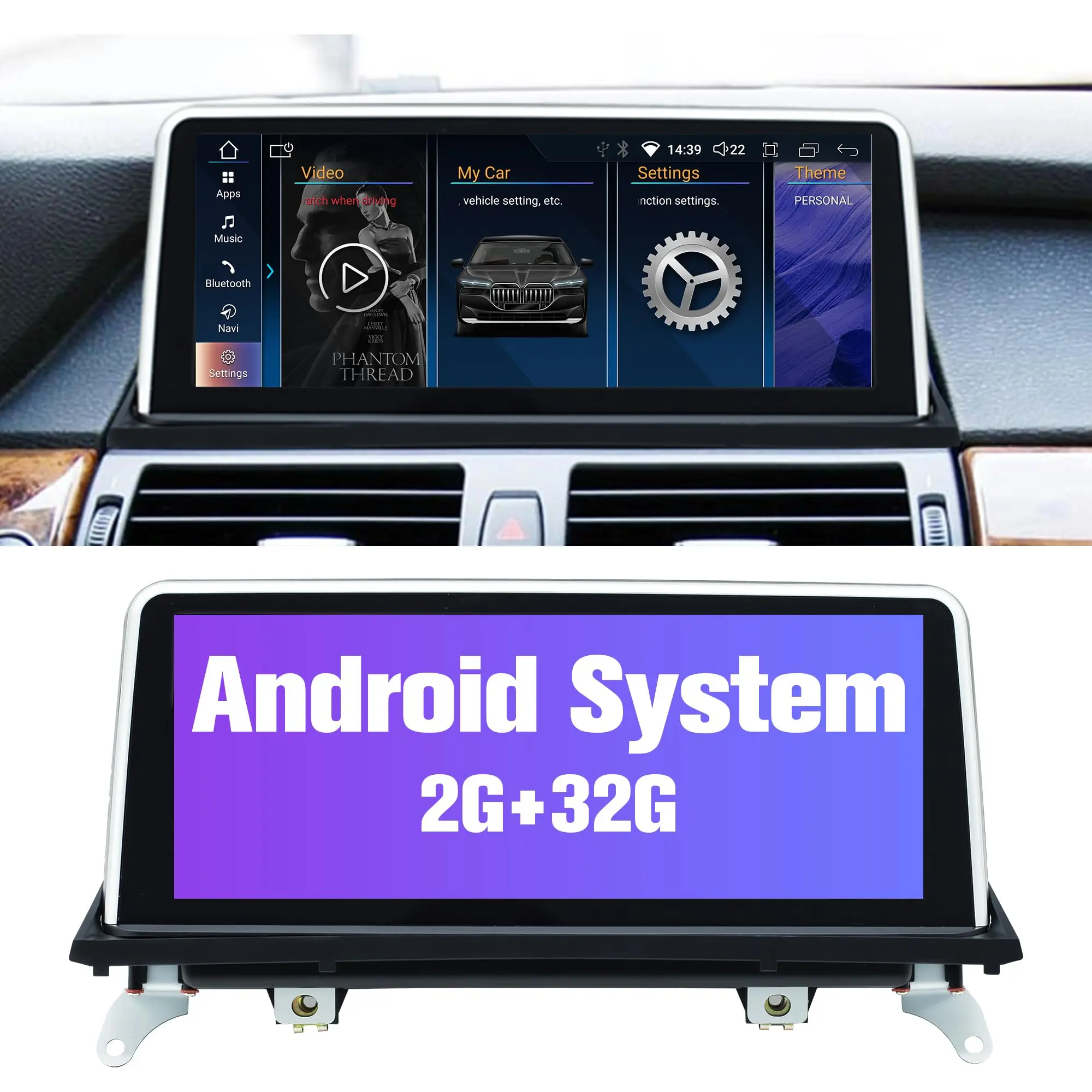 

10.25’’ Android car radio for BMW X5 X6 E70 E71 CIC system screen wireless Carplay Android Auto, retain original system,32G