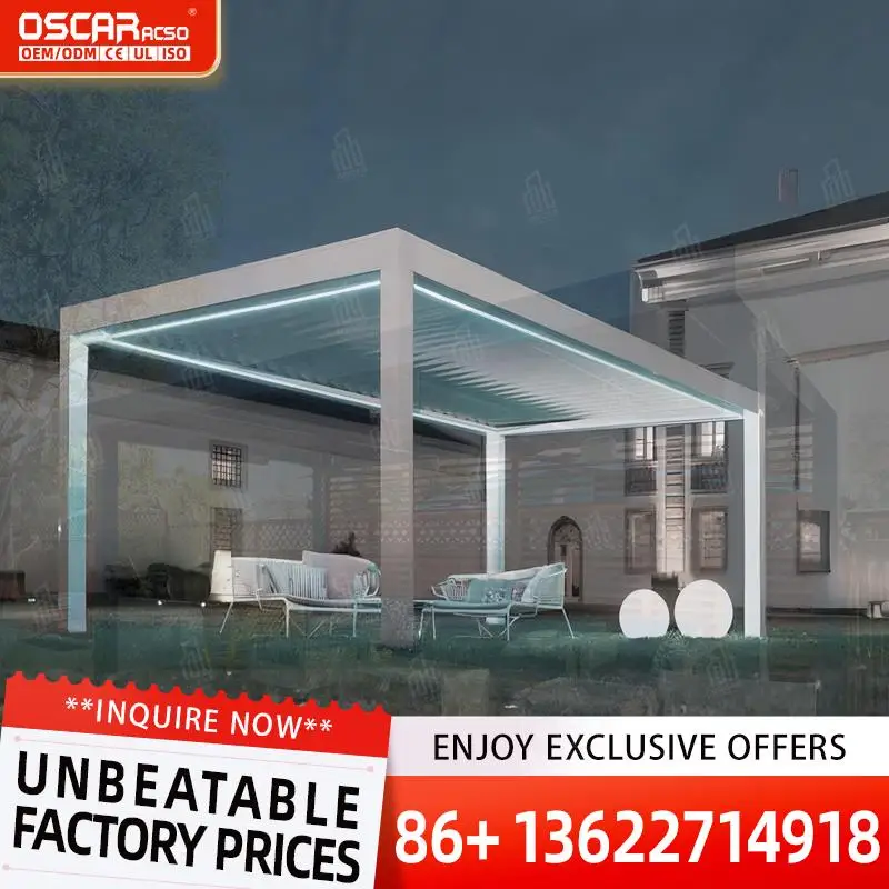10' X 12' Louvered Outdoor Pergola with Adjustable Rainproof Roof and Screen Modern Luxury for Garden Patio Deck pergola