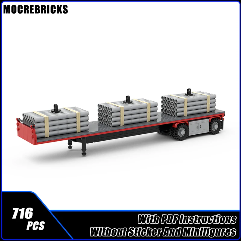 MOC Building Blocks Toys Sets Flatbed Trailer Railway Transport Vehicles DIY Technology Assembly Model Kid's Xmas Bricks Gifts