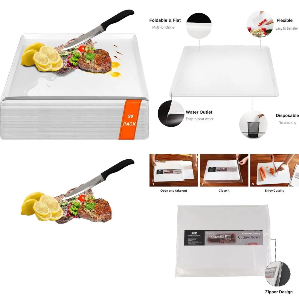 

Flexible 17x12 Plastic Cutting Boards, 90-Pack, Collapsible Kitchen & Commercial Use Mats