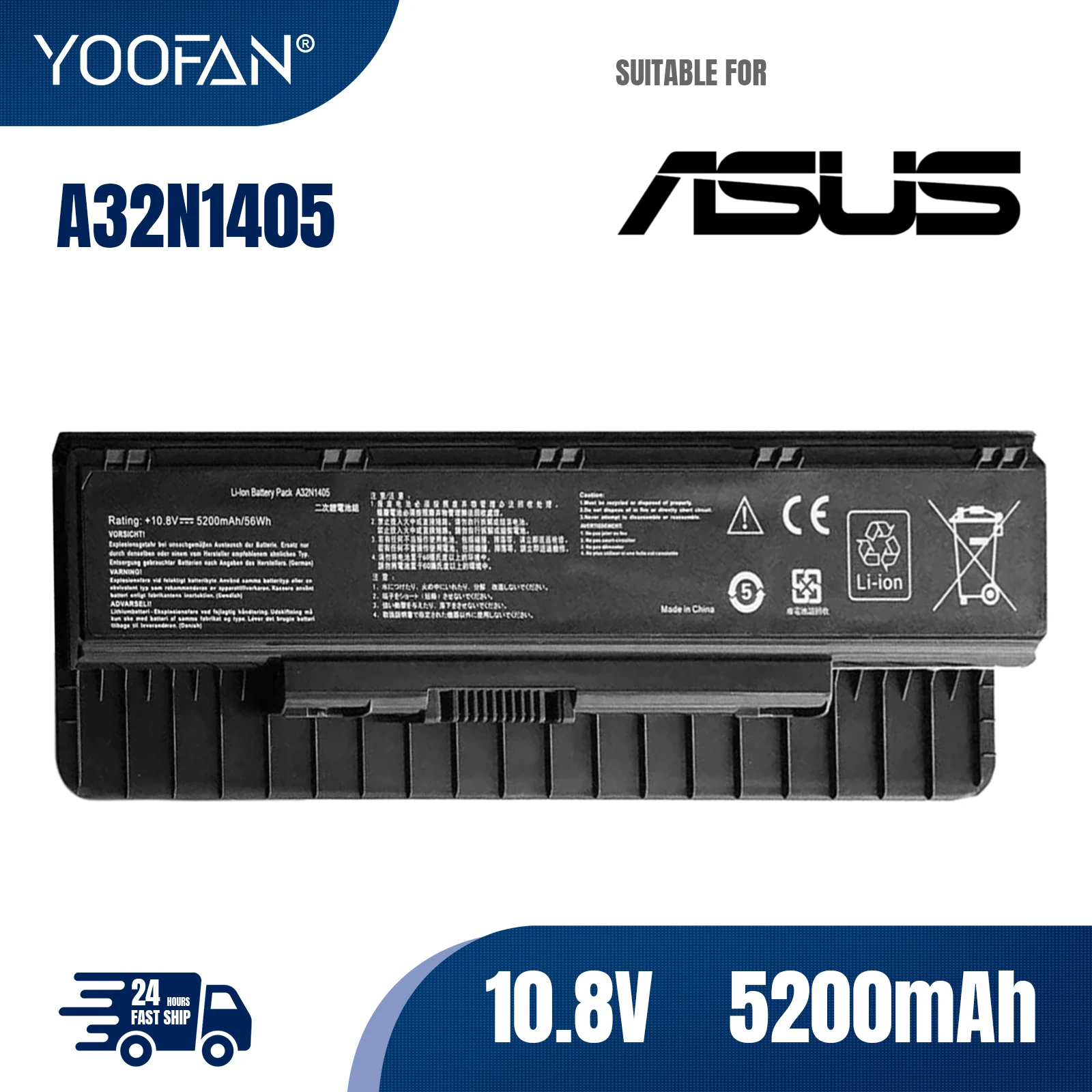 

YOOFAN Laptop battery A32N1405 For Asus G551 G551J G551JK G551JM battery for laptop G771J G771JK N551J N551JW N551JM N551Z