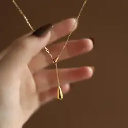 316L Stainless Steel Water Drop Charm Pendant Necklace Bohemia Party Link Chain Necklace For Women Цепочка