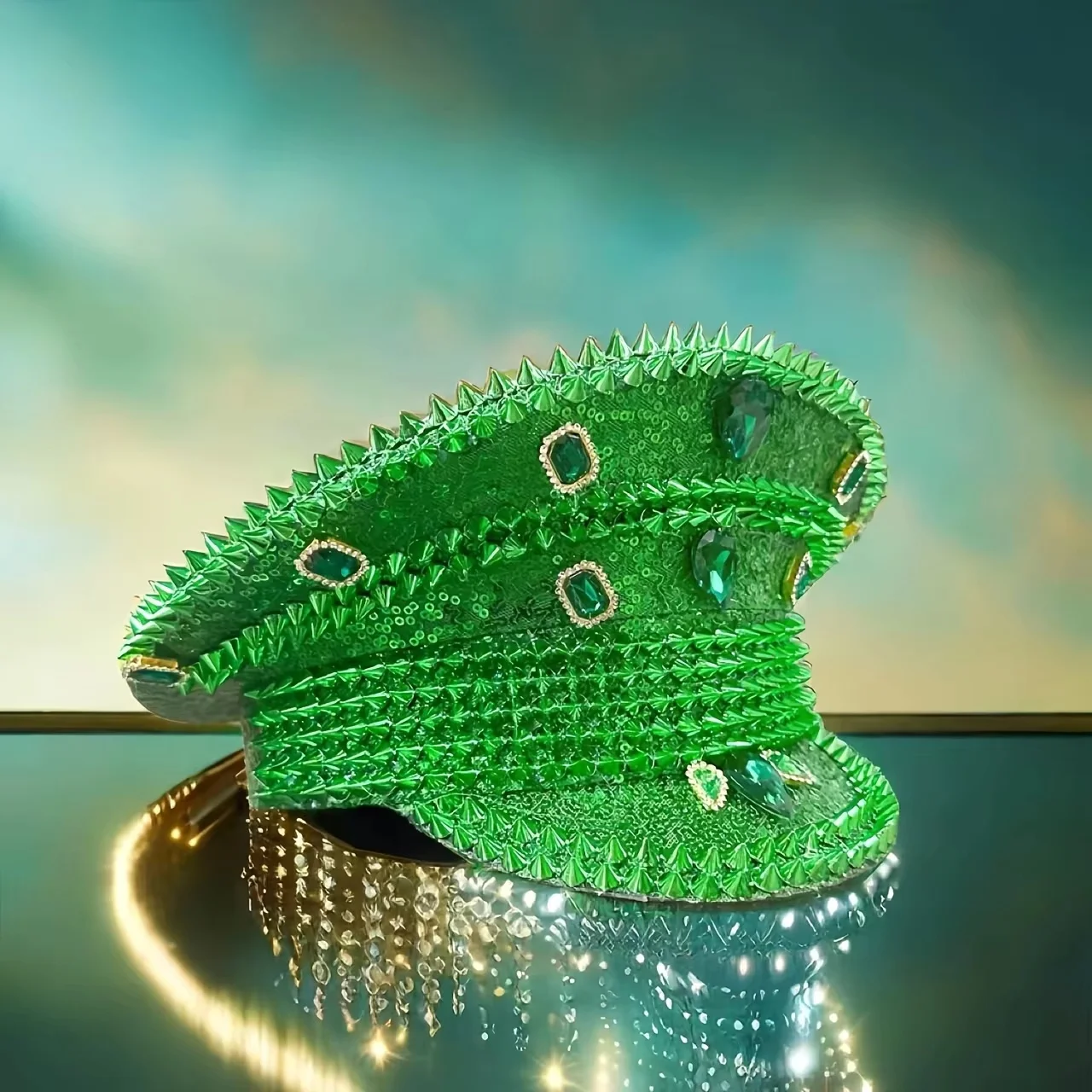 HongLuan  Halloween Costume Hat, Captain Hats Rhinestone for Burning Man Festival Woman, Cosplay Female Accessories