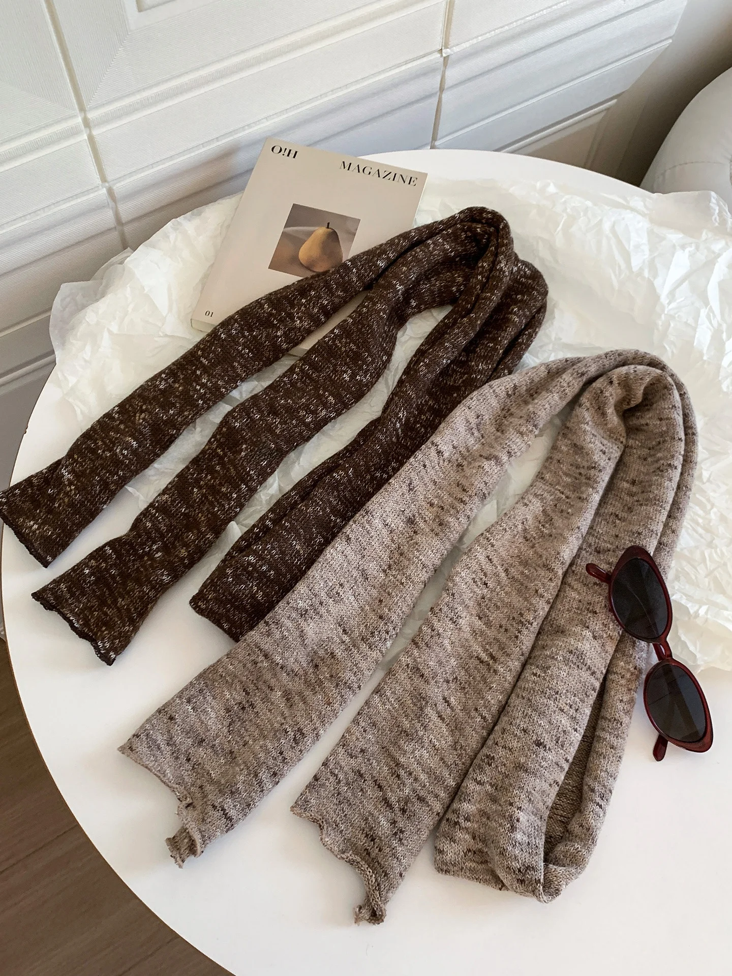 وشاح طويل محبوك بأسلوب رجعي للنساء، مناسب لأوائل الخريف، متعدد الاستخدامات، أنيق وعصري، يناسب إطلالة الفتاة الجريئة، زينة للرقبة #5