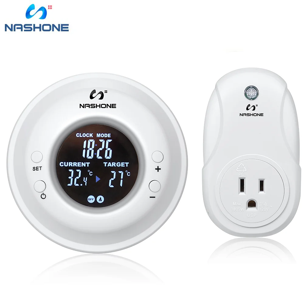 NASHONE Wireless Digital Thermostat Socket 220V  US Plug Temperature Controller Gas Boiler Warm Follor Thermostat OPS300